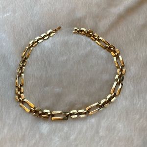 Gold Tone Necklace With Alternating Rectangles and Squares